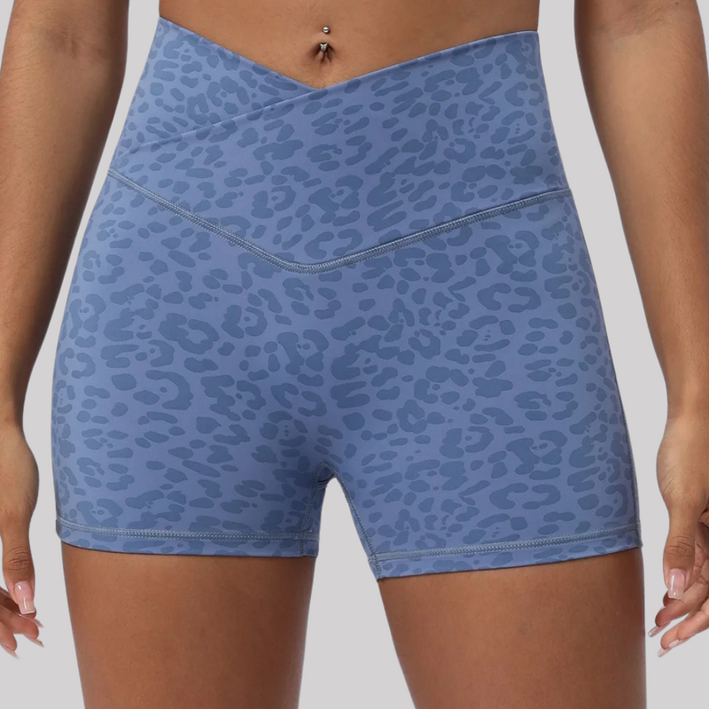 Leopard Print Shorts - Blue