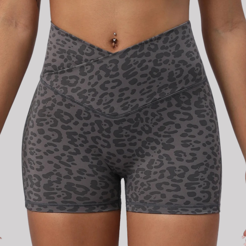 Leopard Print Shorts - Black