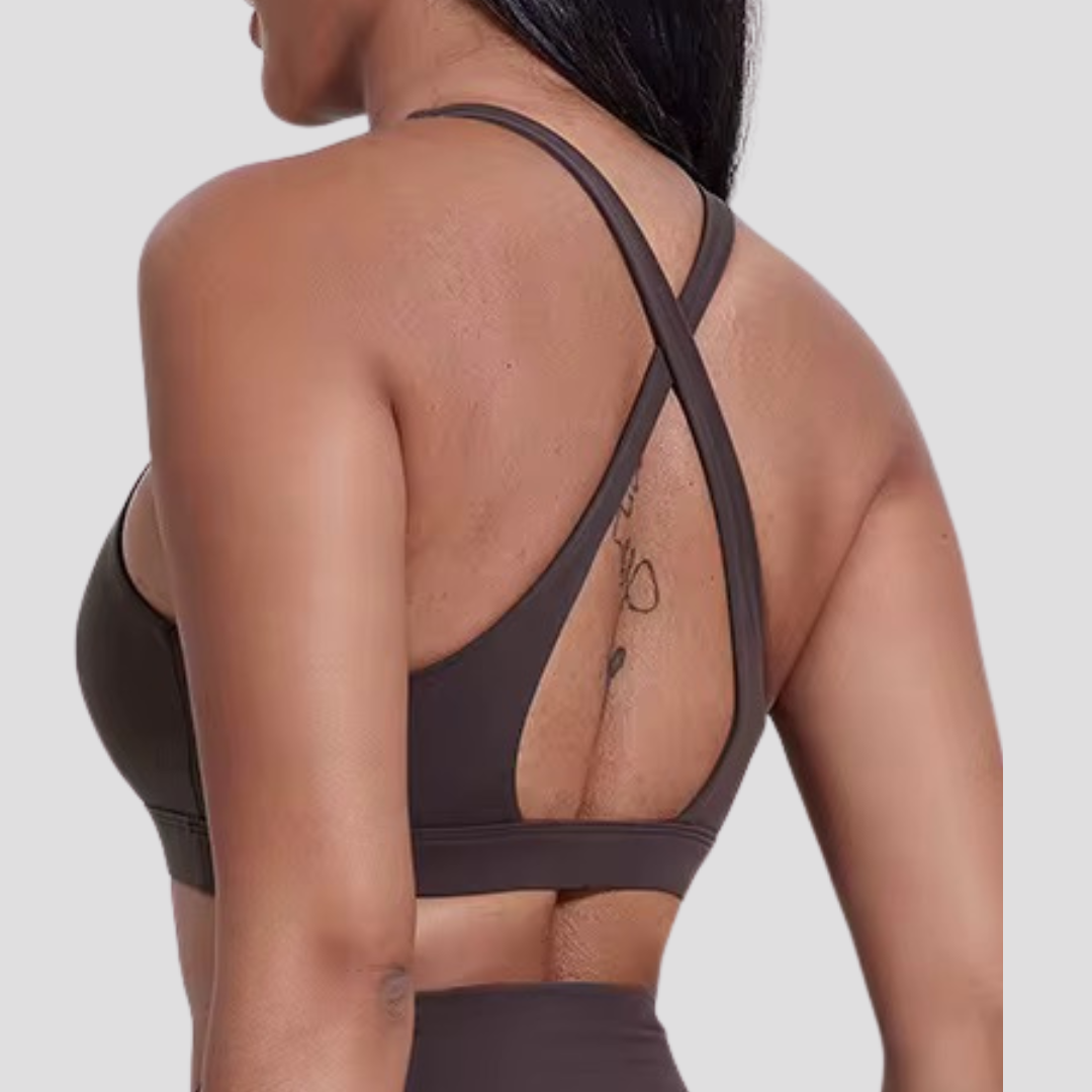Energy High Neck Bra - Brown