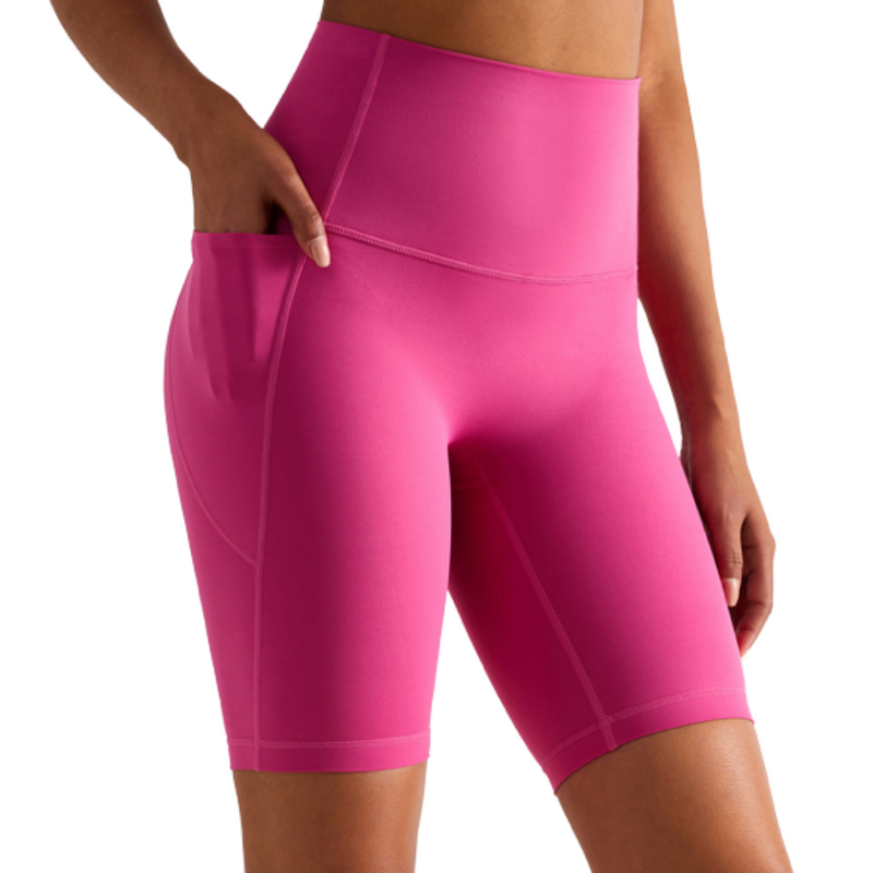 Power mid-length shorts with pocket - Pink