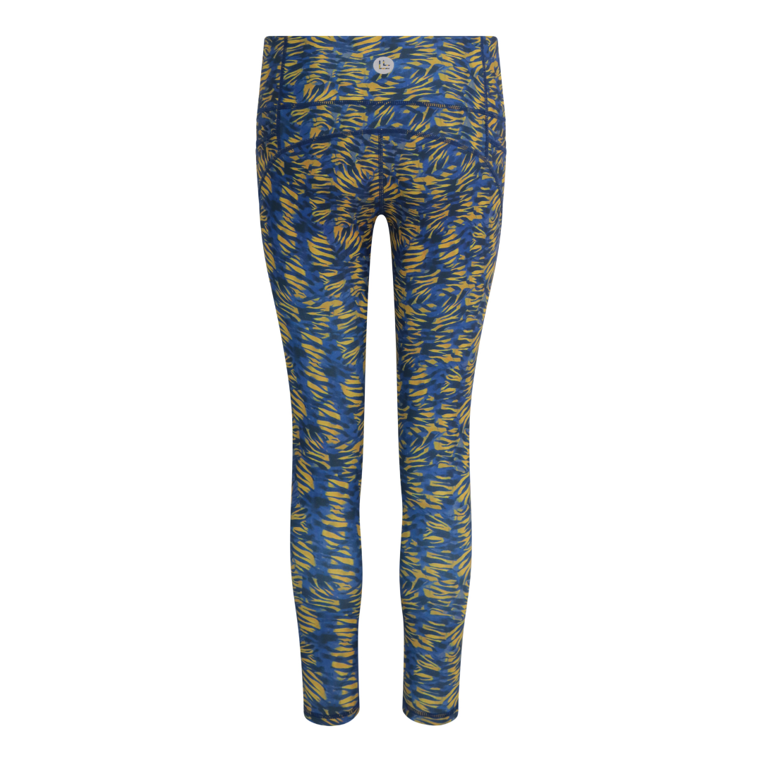 Power Patterned Leggings - Blue Tiger