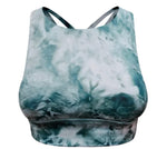 High Neck Tie Dye Sports Bra - Green